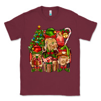 Burgundy Christmas Elf Truck Classic Tee - BundleAndBundleShop