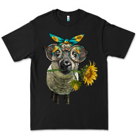 Black cute hempshire sheep with eyeglasses Premium Tee - LillyAllenDesigns