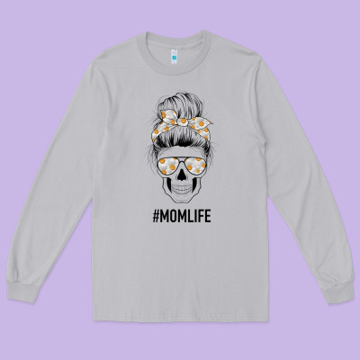 Daisy Mom Skull Long Sleeve Tee Designed By Bettercallsaul