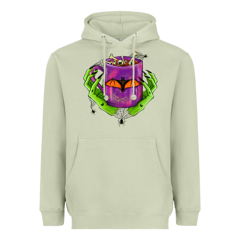 Halloween Coffee Cup With Hands Heavyweight Hoodie by FaDigitalArtStudio | Teevron