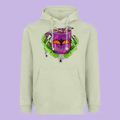Halloween Coffee Cup With Hands Heavyweight Hoodie Designed By Fadigitalartstudio