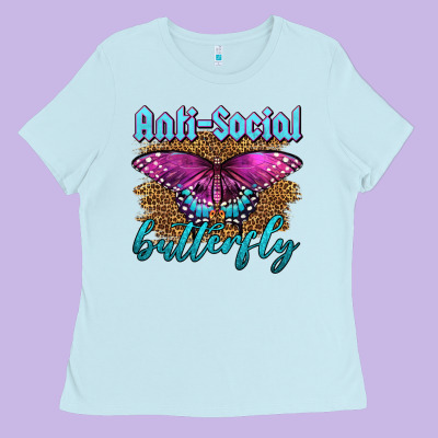 Western Anti-social Butterfly Ladies Tee Designed By Lillyallendesigns