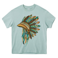 Indian Leopard Headdress Blue Heavy Core Tee | Teevron