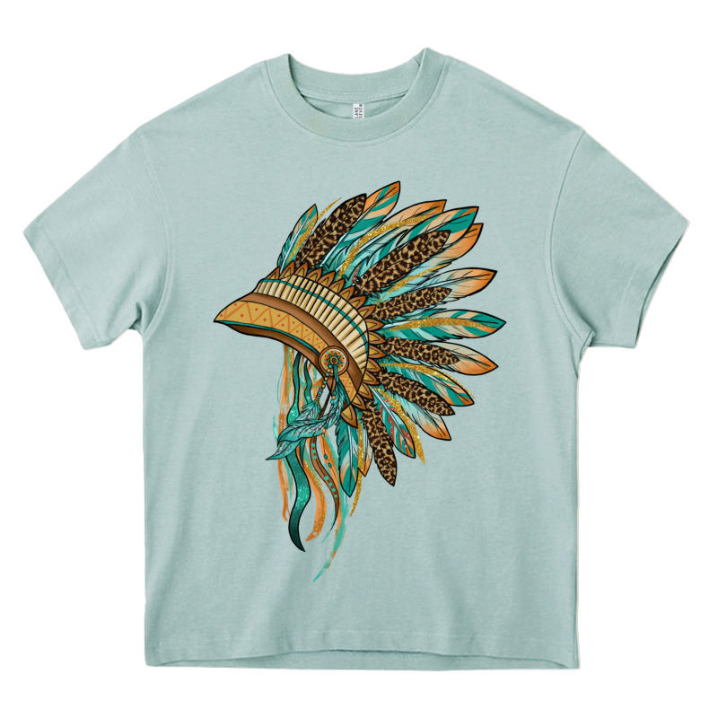 Indian Leopard Headdress Blue Heavy Core Tee by BarkalooDesign | Teevron