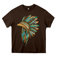 Chocolate Brown indian leopard headdress blue Heavy Core Tee - BarkalooDesign