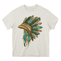 Cream indian leopard headdress blue Heavy Core Tee - BarkalooDesign
