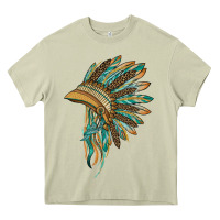 Mossy indian leopard headdress blue Heavy Core Tee - BarkalooDesign