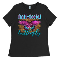 Black Western Anti-Social Butterfly Ladies Tee - LillyAllenDesigns
