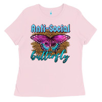 Bubblegum Pink Western Anti-Social Butterfly Ladies Tee - LillyAllenDesigns