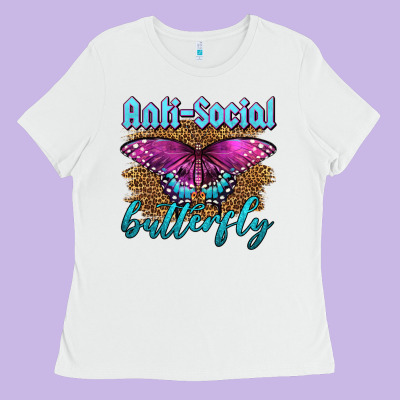 Western Anti-social Butterfly Ladies Tee Designed By Lillyallendesigns