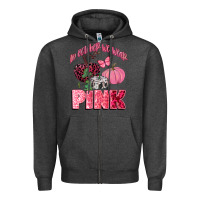 Charcoal Heather in october we wear pink Zipper Hoodie - CowGirlArtShop