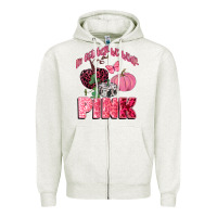 Oatmeal Heather in october we wear pink Zipper Hoodie - CowGirlArtShop