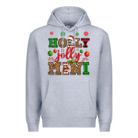 Heather Grey holly jolly mini Premium Hoodie - OliviaCreatesArt