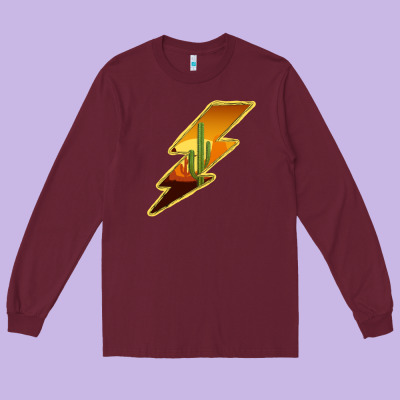 Cactus Sunset Lightning Long Sleeve Tee Designed By Bettercallsaul