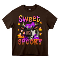 Chocolate Brown sweet and spooky halloween cow Heavy Core Tee - Jasminsmagicworld