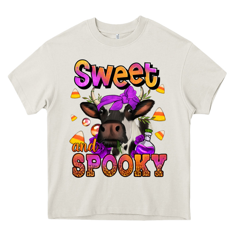 Sweet And Spooky Halloween Cow Heavy Core Tee by Jasminsmagicworld | Teevron