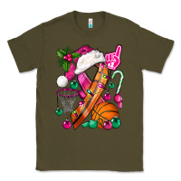 Army Green Pink Christmas Breast Cancer Ribbon Basketball Classic Tee - BundleAndBundleShop