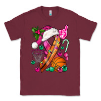 Burgundy Pink Christmas Breast Cancer Ribbon Basketball Classic Tee - BundleAndBundleShop