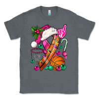 Charcoal Heather Pink Christmas Breast Cancer Ribbon Basketball Classic Tee - BundleAndBundleShop