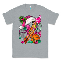 Heather Grey Pink Christmas Breast Cancer Ribbon Basketball Classic Tee - BundleAndBundleShop