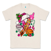 Natural Pink Christmas Breast Cancer Ribbon Basketball Classic Tee - BundleAndBundleShop