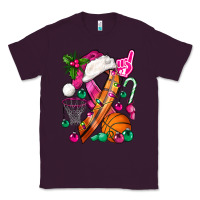 Plum Pink Christmas Breast Cancer Ribbon Basketball Classic Tee - BundleAndBundleShop