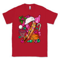 Red Pink Christmas Breast Cancer Ribbon Basketball Classic Tee - BundleAndBundleShop