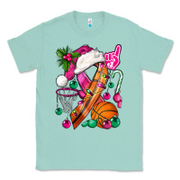 Seafoam Pink Christmas Breast Cancer Ribbon Basketball Classic Tee - BundleAndBundleShop