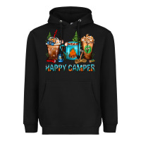 Black Happy Camper Coffee Cups Heavyweight Hoodie - FaDigitalArtStudio