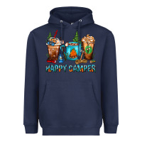Navy Happy Camper Coffee Cups Heavyweight Hoodie - FaDigitalArtStudio