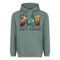 Sage Happy Camper Coffee Cups Heavyweight Hoodie - FaDigitalArtStudio