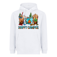 White Happy Camper Coffee Cups Heavyweight Hoodie - FaDigitalArtStudio