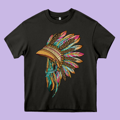 Indian Leopard Headdress Heavy Core Tee Designed By Barkaloodesign