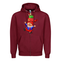 Burgundy cute christmas gnome Zipper Hoodie - CowGirlArtShop
