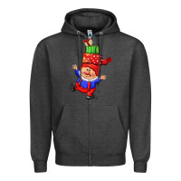 Charcoal Heather cute christmas gnome Zipper Hoodie - CowGirlArtShop
