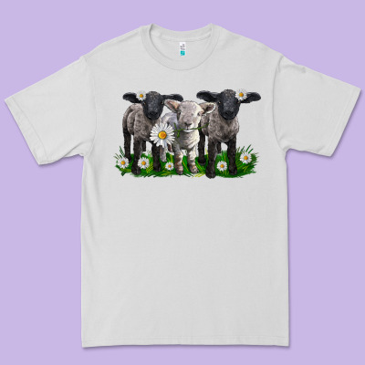 Baby Sheeps With Daisies Premium Tee Designed By Lillyallendesigns
