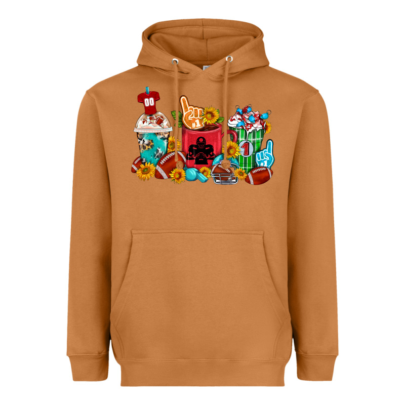 Coffee And American Football Coffee Cups Heavyweight Hoodie by FaDigitalArtStudio | Teevron