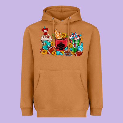 Coffee And American Football Coffee Cups Heavyweight Hoodie Designed By Fadigitalartstudio