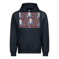Navy Bull Skull Pattern Urban Hoodie - CowhideDigitalArt