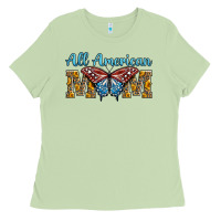 Matcha all american mom american flag butterfly Ladies Tee - LillyAllenDesigns