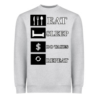 Heather Grey Tax Day Eat Sleep Do Taxes Repeat Gift Heavyweight Sweatshirt - Bettercallsaul