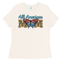 Bone all american mom american flag butterfly Ladies Tee - LillyAllenDesigns