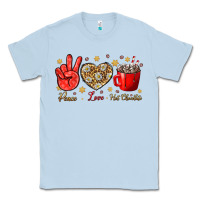 Dusty Blue Peace Love Hot Chocolate Classic Tee - BundleAndBundleShop