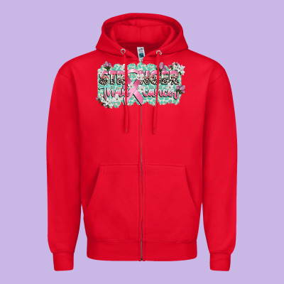 Stronger Than Cancer Cancer Awareness Zipper Hoodie Designed By Cowgirlartshop