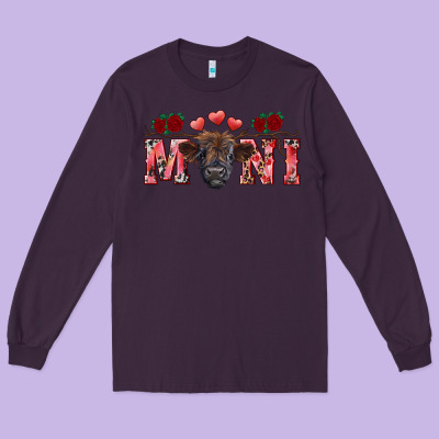 Valentine's Day Mini Black Highland Calf Long Sleeve Tee Designed By Ranaportraitstore