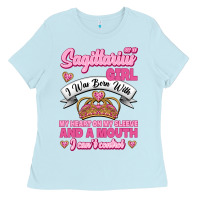 Baby Blue As A Sagittarius Girl I Was Born With My Heart On My Sleeve And  Mouth Ladies Tee - Jasminsmagicworld
