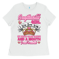 White As A Sagittarius Girl I Was Born With My Heart On My Sleeve And  Mouth Ladies Tee - Jasminsmagicworld