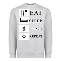 Heather Grey Tax Day Eat Sleep Do Taxes Repeat Gift Heavyweight Sweatshirt - Bettercallsaul
