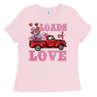 Bubblegum Pink loads of love truck Ladies Tee - BarkalooDesign