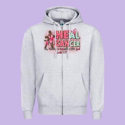 Heal Cancer Luke 1 37 Zipper Hoodie Designed By Cowgirlartshop